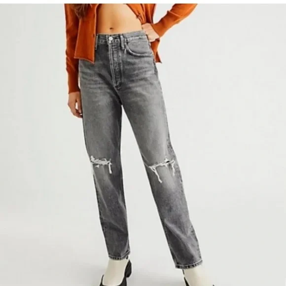 Agolde Loose Fit 90s Jeans in Gray with rips - Picture 4 of 6